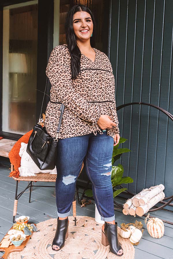 Love of Lattes Leopard Babydoll Top Curves Image - 1