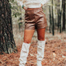 The Glennon High Waist Faux Leather Shorts In Chocolate Image - 1