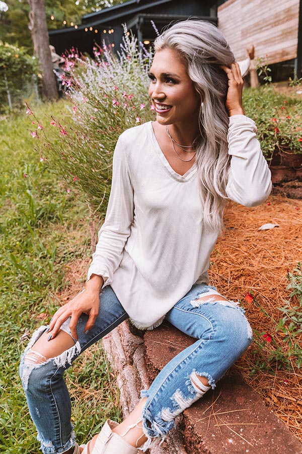 In Between The Pines Shift Top In Stone Image - 3