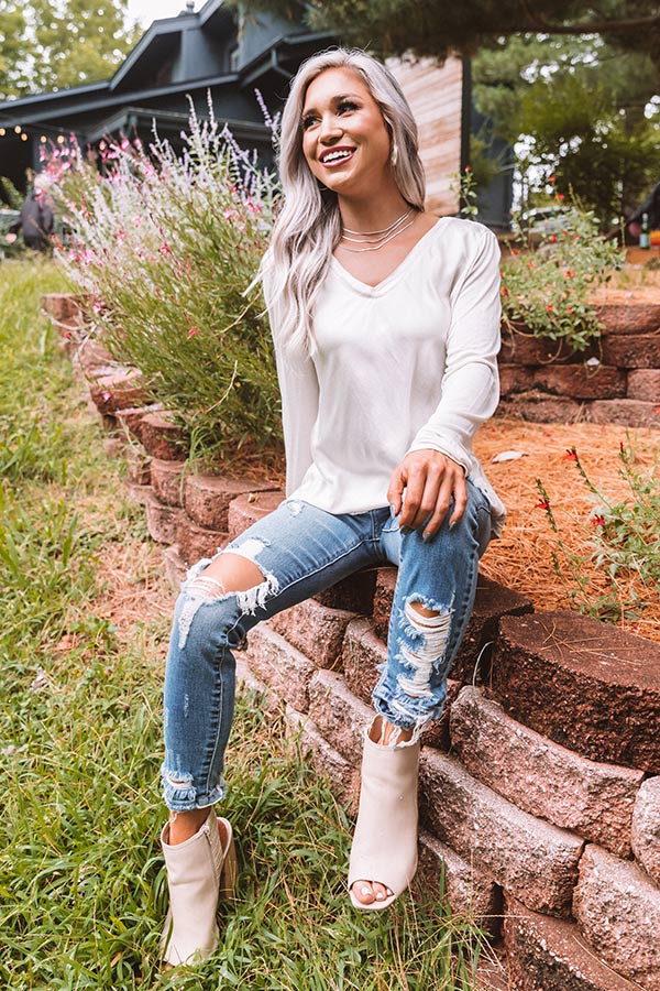 In Between The Pines Shift Top In Stone Image - 1