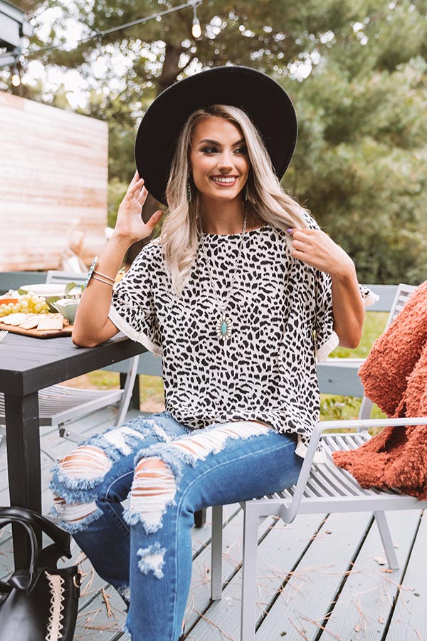 Town Hall Leopard Shift Top In Ivory