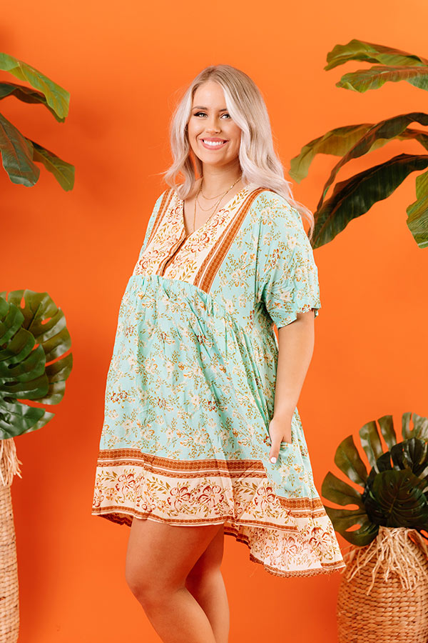 Madison Square Garden Babydoll Dress In Aqua   Curves Image - 1