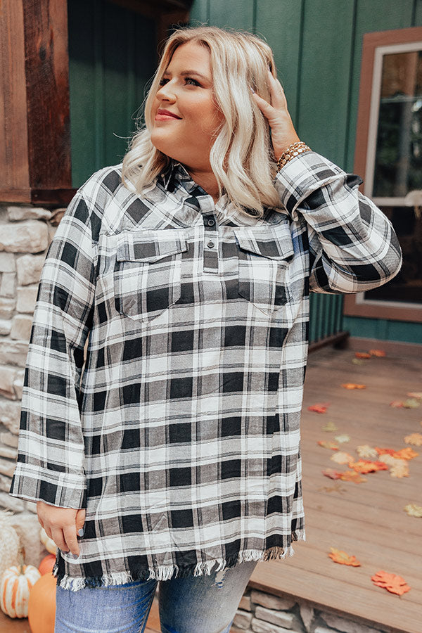 Pick Of The Plaid Tunic In Black   Curves Image - 5