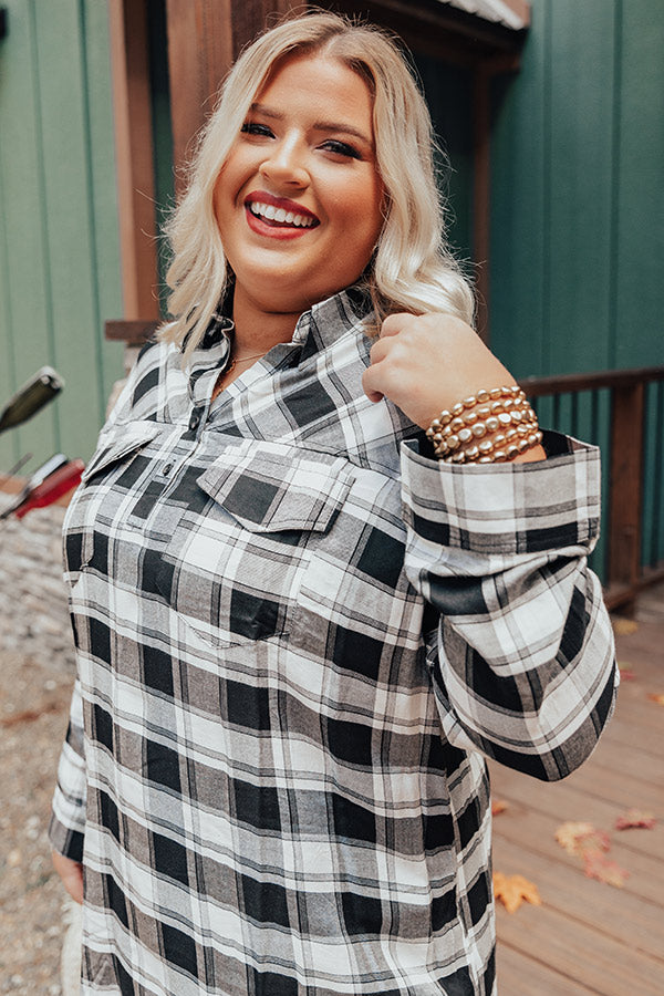 Pick Of The Plaid Tunic In Black   Curves Image - 2