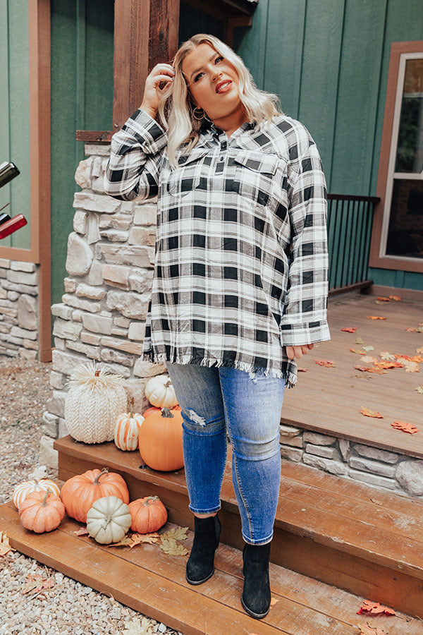 Pick Of The Plaid Tunic In Black   Curves Image - 4