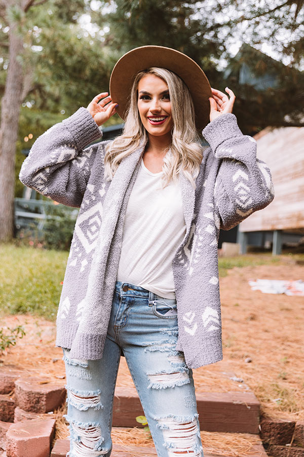 Campfires And Friends Cardigan In Grey