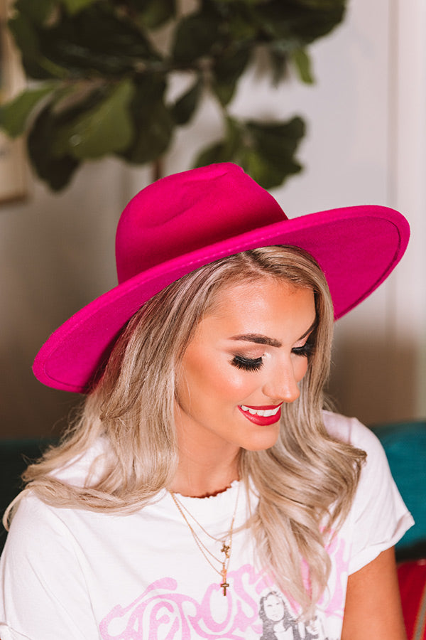Brunch Babe Felt Hat in Hot Pink