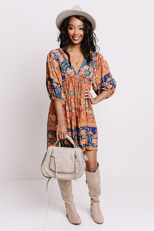 Blissful Bouquet Babydoll Dress In Rust Image - 4