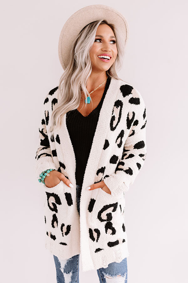 Cozy By The Fireplace Leopard Cardigan In Ivory • Impressions Online ...