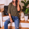 Denver Destination Shift Top In Army Green Image - 1