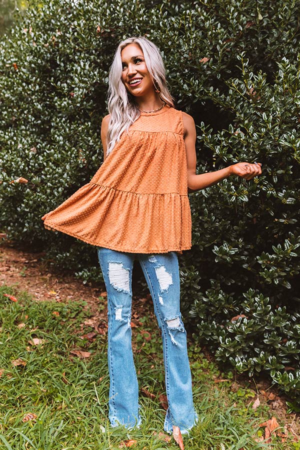 Lattes With Friends Babydoll Top In Pumpkin
