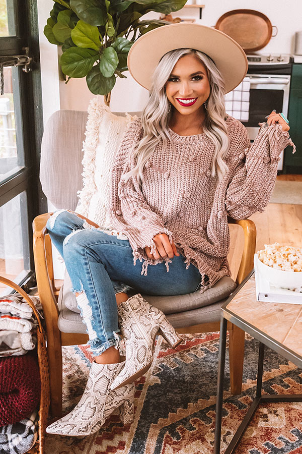 Fall Forever Chenille Sweater In Taupe Image - 5