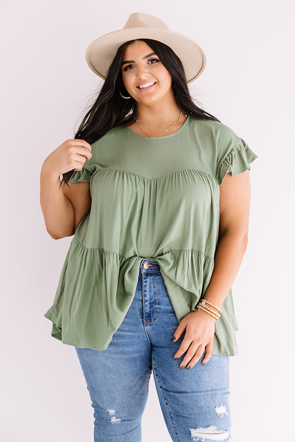 Love A Latte Babydoll Top In Pear Curves Image - 1