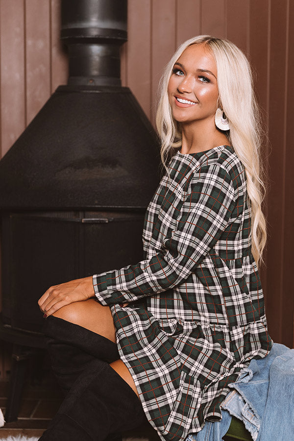 Cinnamon And Spice Plaid Babydoll Dress In Green Image - 4