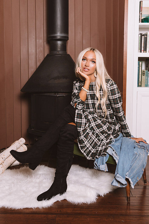 Cinnamon And Spice Plaid Babydoll Dress In Green Image - 1