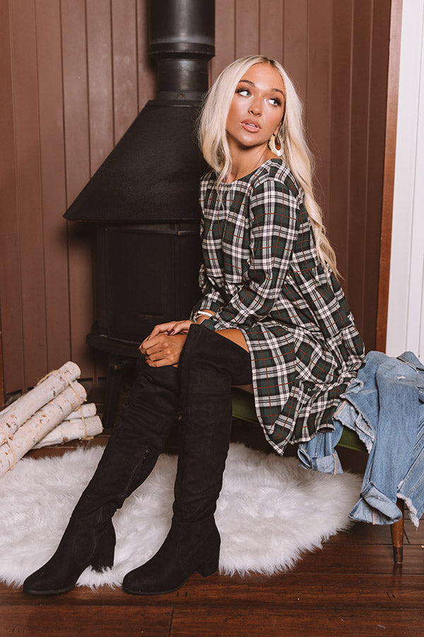 Cinnamon And Spice Plaid Babydoll Dress In Green Image - 3