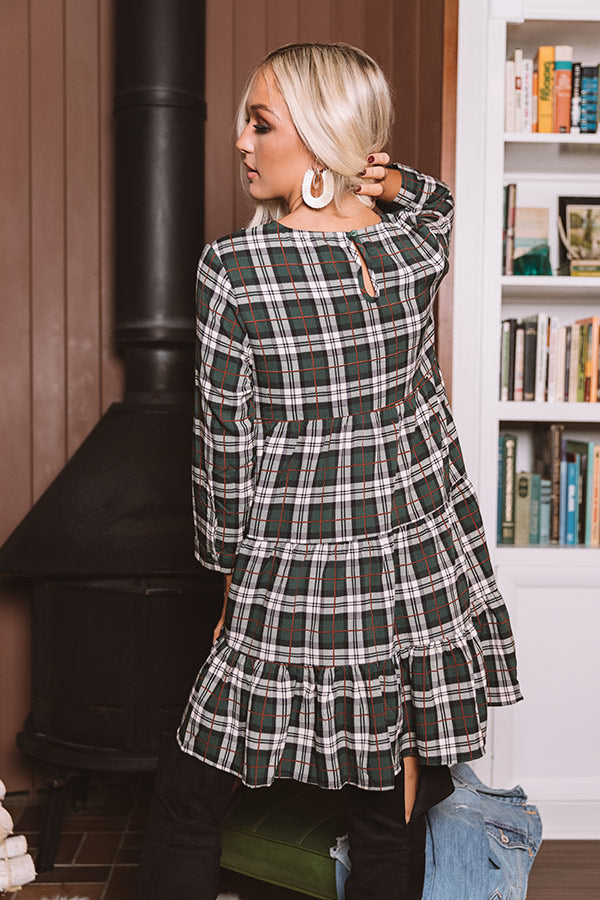 Cinnamon And Spice Plaid Babydoll Dress In Green Image - 5