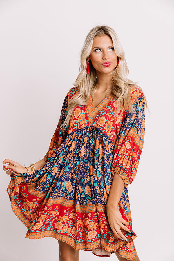 Blissful Bouquet Babydoll Dress In Red Image - 5