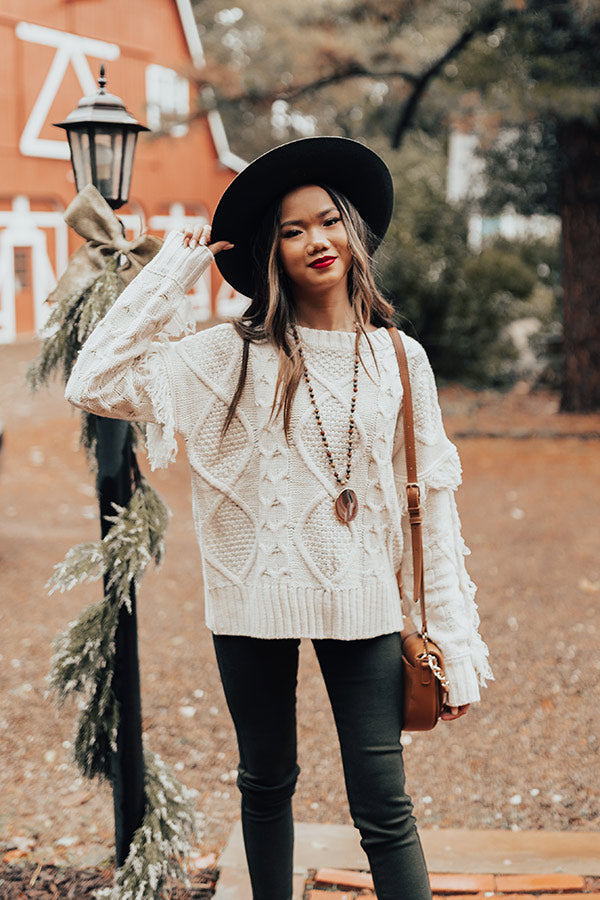 Cozy With You Cable Knit Sweater in Ivory