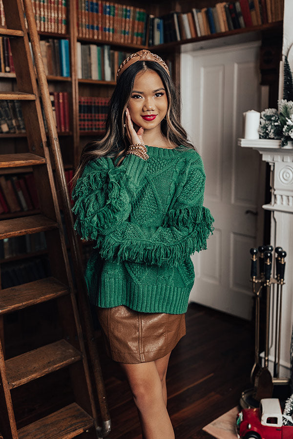 Cozy With You Cable Knit Sweater in Hunter Green • Impressions Online  Boutique