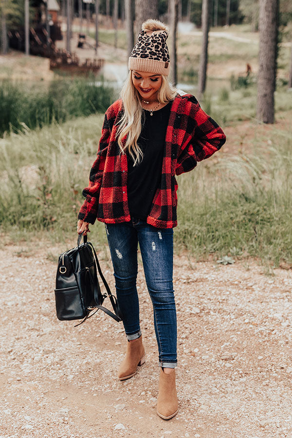 Plaid And Pumpkins Sherpa Jacket Image - 5