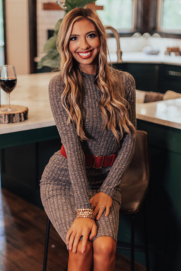 True Feelings Ribbed Midi In Dark Grey Image - 2