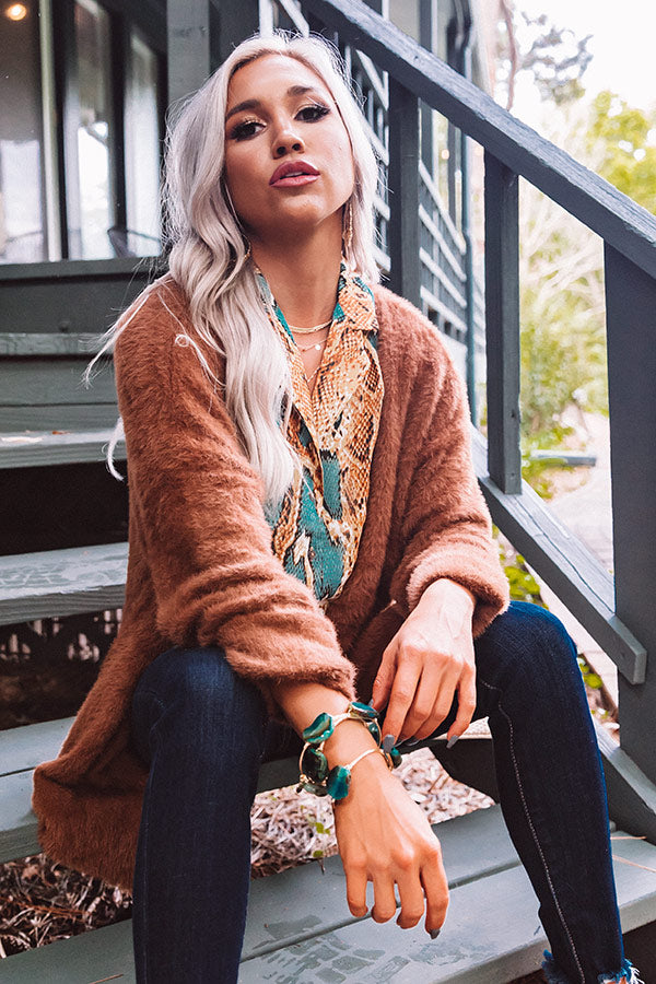 Fall Getaway Ultra Soft Cardigan in Cinnamon Image - 4