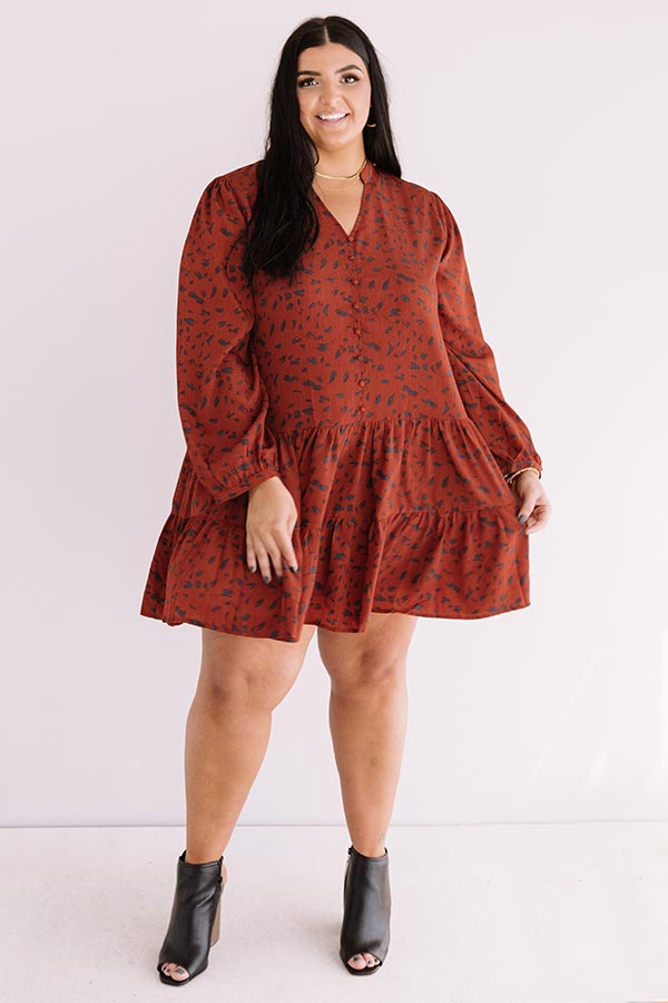 Vermont Visit Shift Dress In Rust Curves