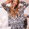 Cozy And Fabulous Leopard Shift Top In Grey Image - 1