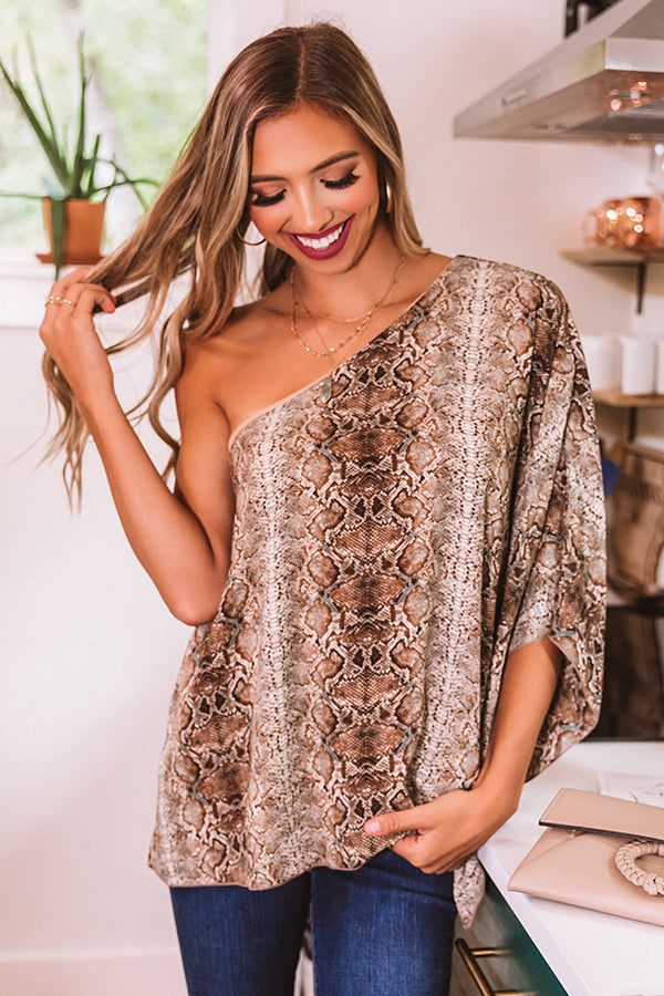 The Only One Snake Print Shift Top In Brown