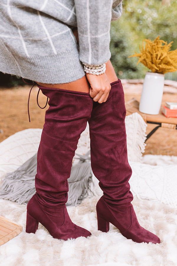 Wine Windsor Knee High Boots The Briella Faux Suede Knee High Boot