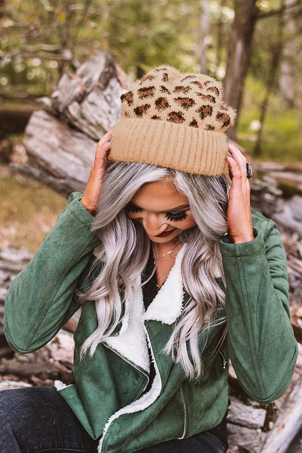 North Lake Leopard Beanie in Brown Image - 3
