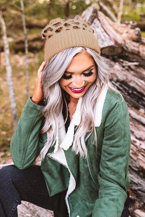 North Lake Leopard Beanie in Brown Image - 1