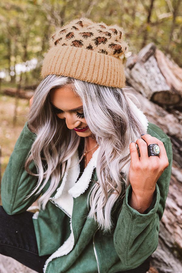 North Lake Leopard Beanie in Brown Image - 4