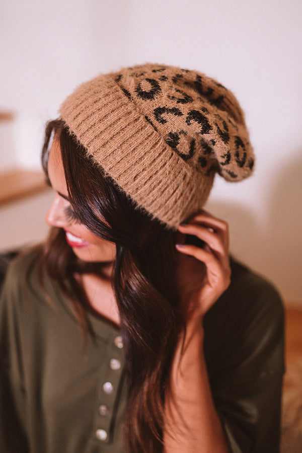 North Lake Leopard Beanie in Khaki Image - 2