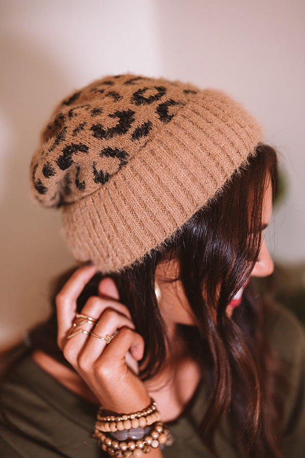 North Lake Leopard Beanie in Khaki Image - 3