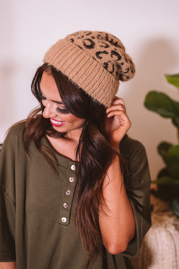 North Lake Leopard Beanie in Khaki Image - 1