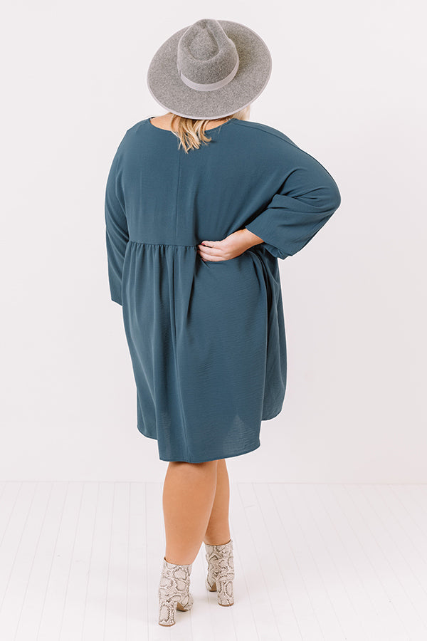 Charming Pose Babydoll Dress In Teal   Curves Image - 3