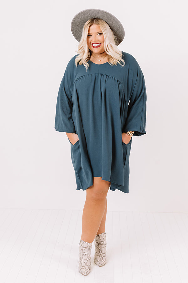 Charming Pose Babydoll Dress In Teal   Curves Image - 4