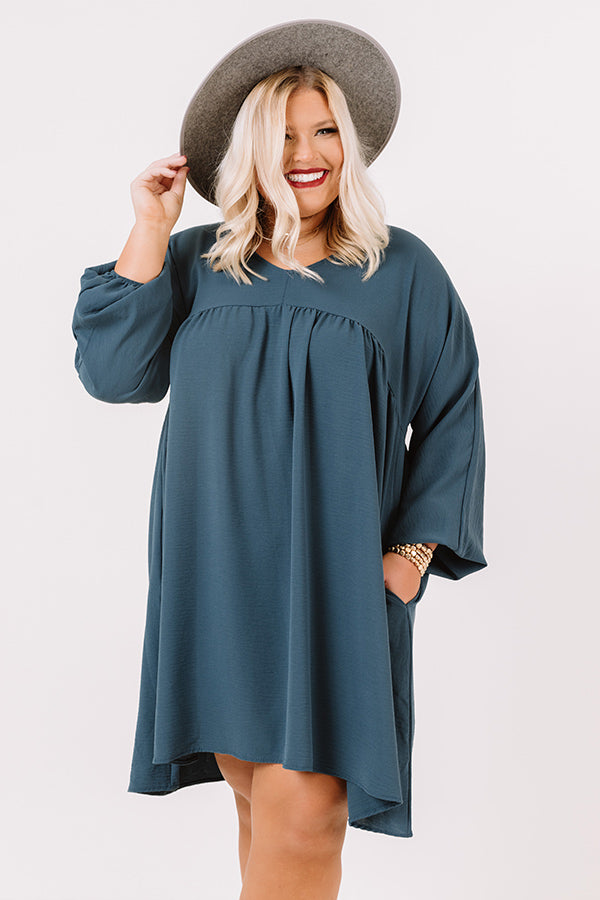 Charming Pose Babydoll Dress In Teal   Curves Image - 2