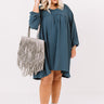 Charming Pose Babydoll Dress In Teal   Curves Image - 1
