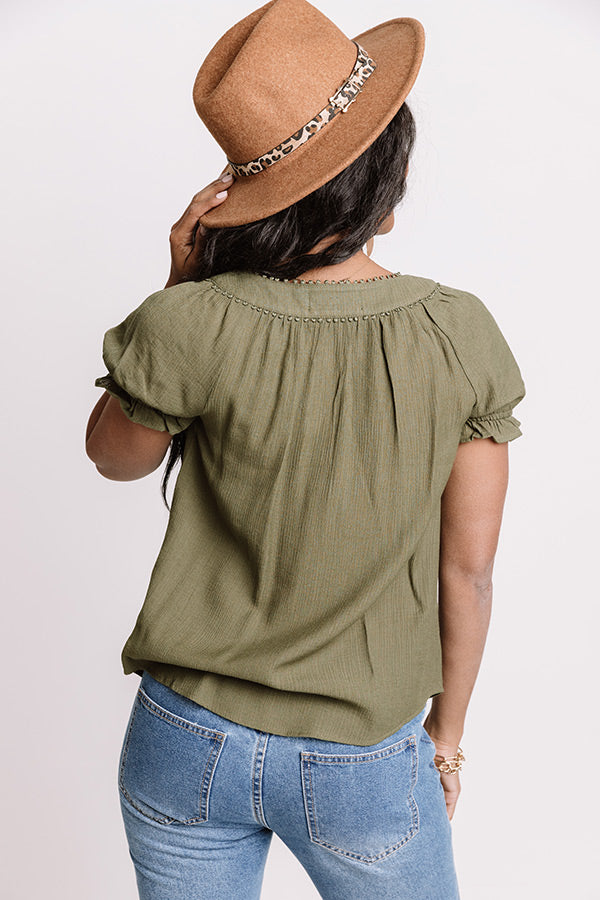 Soft Lie Shift Top In Army Green Image - 4