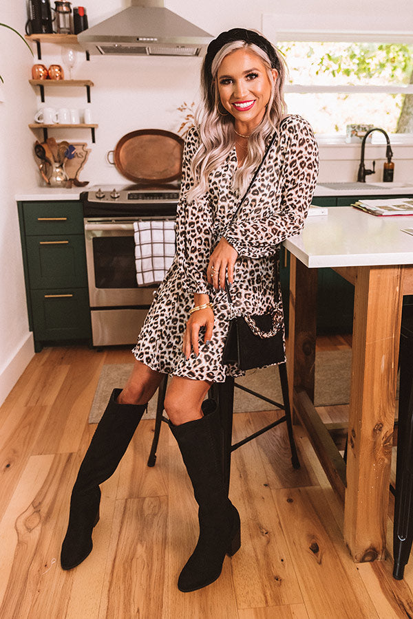 The Briella Faux Suede Knee High Boot In Black Image - 4