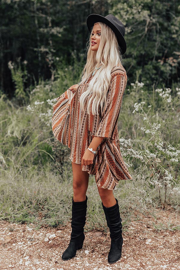 Moonlit Canyon Babydoll Dress In Rust Image - 2