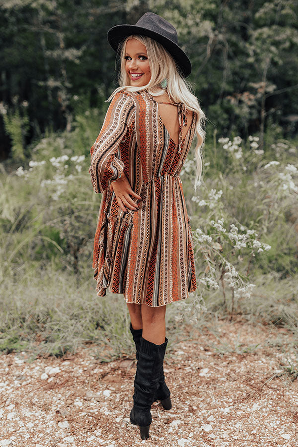 Moonlit Canyon Babydoll Dress In Rust Image - 4