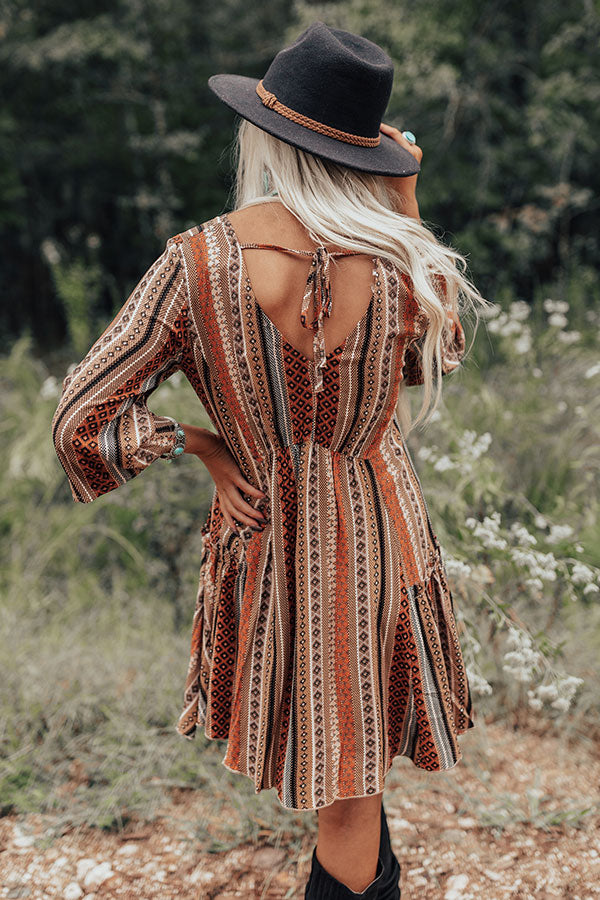 Moonlit Canyon Babydoll Dress In Rust Image - 5