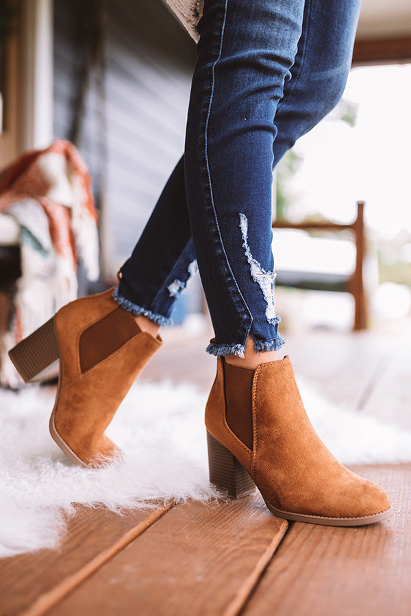 The Ollie Faux Suede Bootie In Brown ⢠Impressions Online Boutique