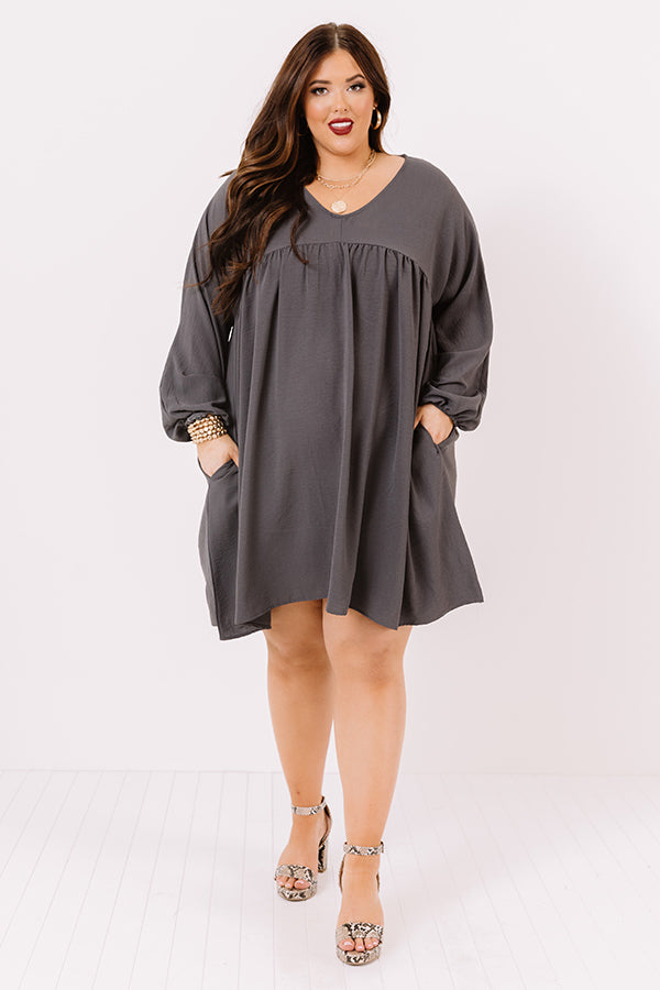 Charming Pose Babydoll Dress In Charcoal Curves Image - 1