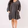 Charming Pose Babydoll Dress In Charcoal Curves Image - 1