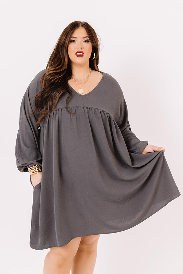 Charming Pose Babydoll Dress In Charcoal Curves Image - 3